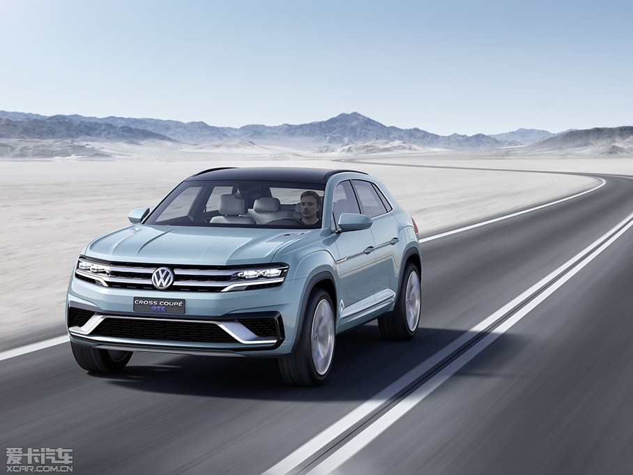 大众cross coupeGTE,大众crosscoupe 日前,大众发布了全新suv概念车cross coupe gte的官图,新车将在本月的